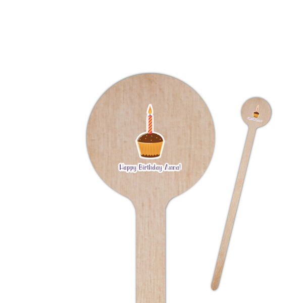 Custom Happy Birthday 7.5" Round Wooden Stir Sticks - Double Sided (Personalized)