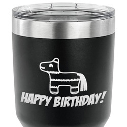 Pinata Birthday 30 oz Stainless Steel Tumbler - Black - Single Sided (Personalized)