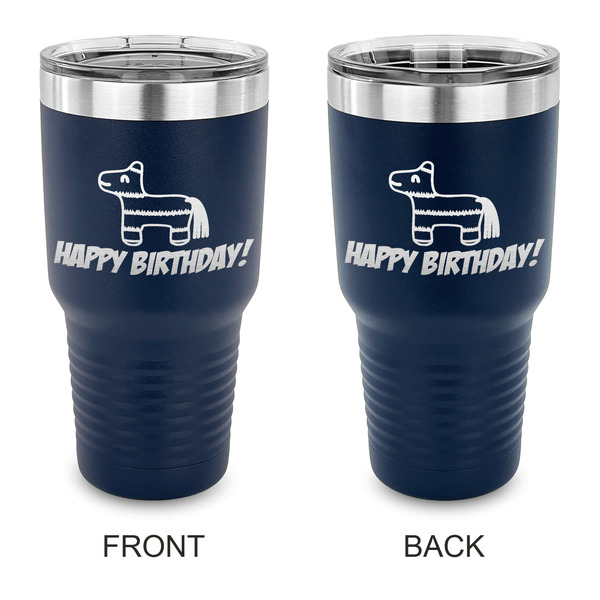 Custom Pinata Birthday 30 oz Stainless Steel Tumbler - Navy - Double Sided (Personalized)