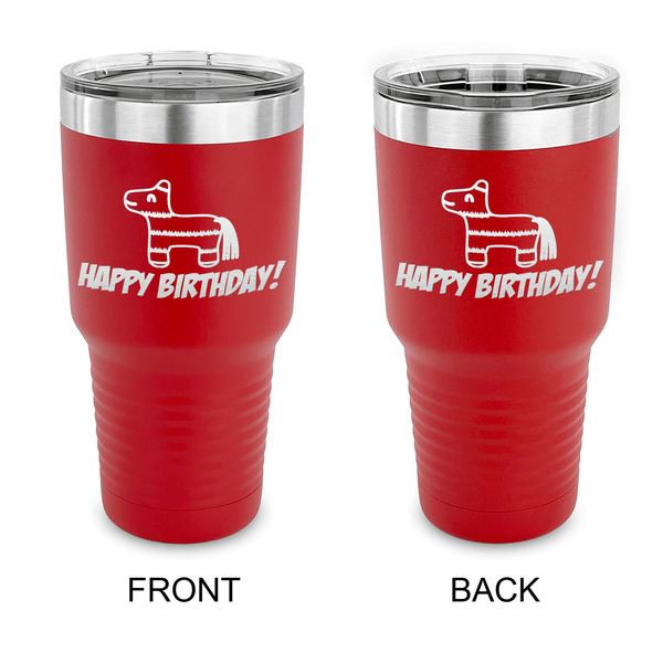 Custom Pinata Birthday 30 oz Stainless Steel Tumbler - Red - Double Sided (Personalized)