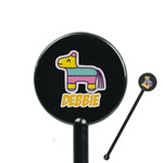 Pinata Birthday 5.5" Round Plastic Stir Sticks - Black - Double Sided (Personalized)