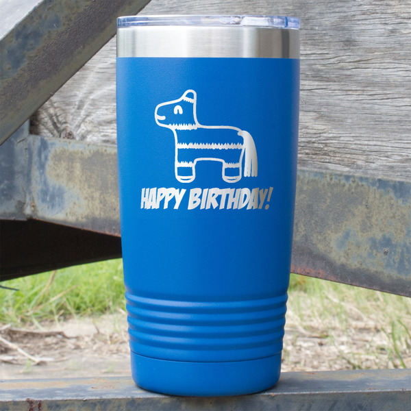 Custom Pinata Birthday 20 oz Stainless Steel Tumbler - Royal Blue - Double Sided (Personalized)