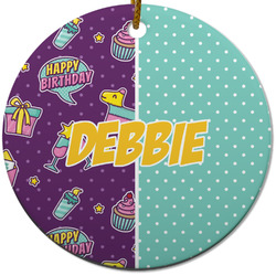 Pinata Birthday Round Ceramic Ornament w/ Name or Text