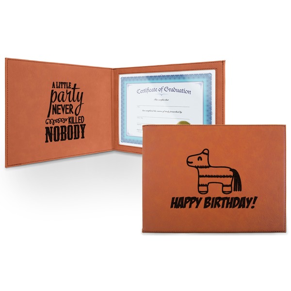 Custom Pinata Birthday Leatherette Certificate Holder (Personalized)