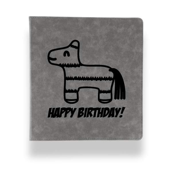 Custom Pinata Birthday Leather Binder - 1" - Grey (Personalized)