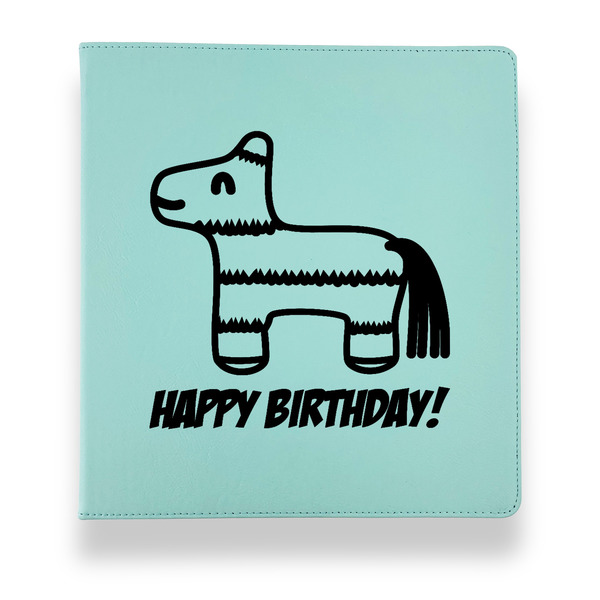 Custom Pinata Birthday Leather Binder - 1" - Teal (Personalized)