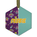 Pinata Birthday Flat Glass Ornament - Hexagon w/ Name or Text