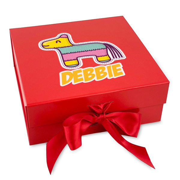 Custom Pinata Birthday Gift Box with Magnetic Lid - Red (Personalized)