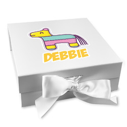 Pinata Birthday Gift Box with Magnetic Lid - White (Personalized)