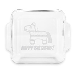 Pinata Birthday Glass Cake Dish - 8in x 8in (Personalized)