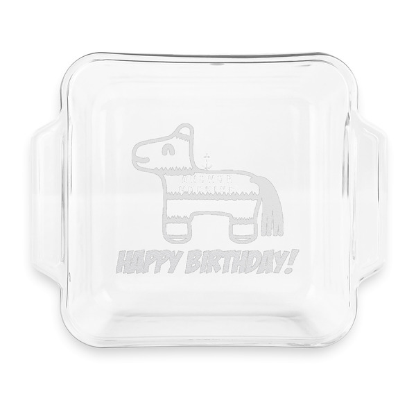 Custom Pinata Birthday Glass Cake Dish - 8in x 8in (Personalized)