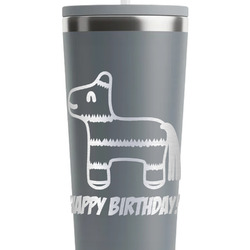 Pinata Birthday RTIC Everyday Tumbler with Straw - 28oz - Grey - Double-Sided (Personalized)