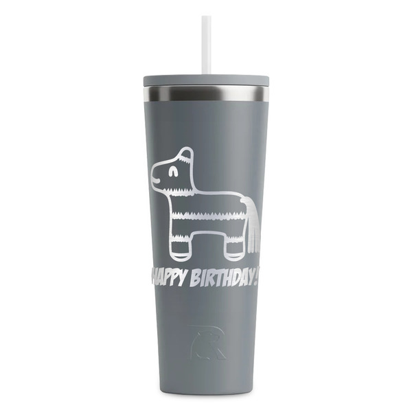 Custom Pinata Birthday RTIC Everyday Tumbler with Straw - 28oz - Grey - Single-Sided (Personalized)