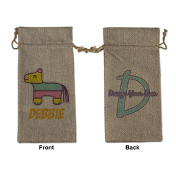 Pinata Birthday Large Burlap Gift Bag - Front & Back (Personalized)