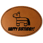 Pinata Birthday Faux Leather Iron On Patch - Oval (Personalized)