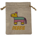 Pinata Birthday Medium Burlap Gift Bag - Front (Personalized)