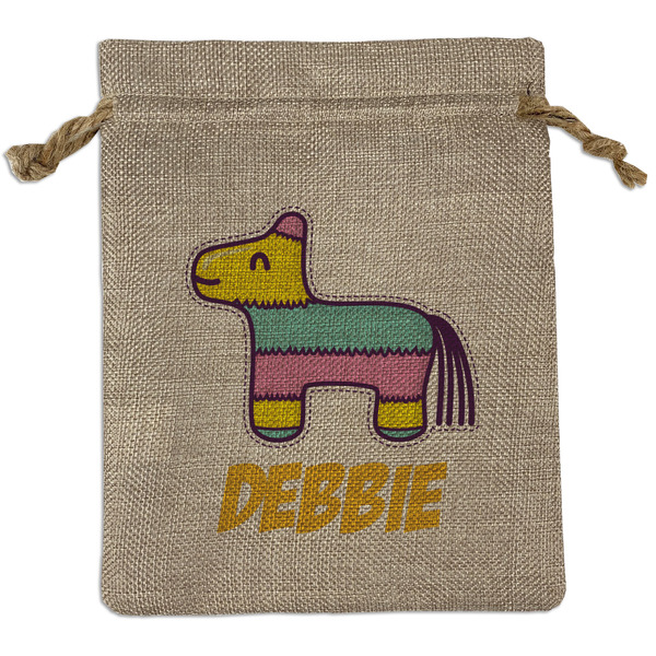 Custom Pinata Birthday Medium Burlap Gift Bag - Front (Personalized)