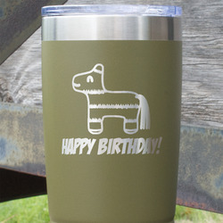 Pinata Birthday 20 oz Stainless Steel Tumbler - Olive - Single Sided (Personalized)