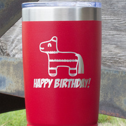Pinata Birthday 20 oz Stainless Steel Tumbler - Red - Single Sided (Personalized)