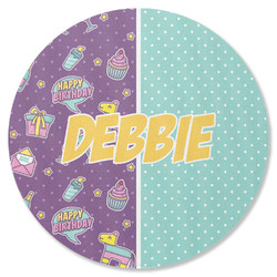 Pinata Birthday Round Rubber Backed Coaster (Personalized)