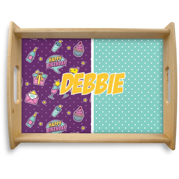 Custom Pinata Birthday Natural Wooden Tray - Large (Personalized)