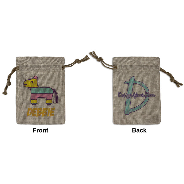 Custom Pinata Birthday Small Burlap Gift Bag - Front & Back (Personalized)