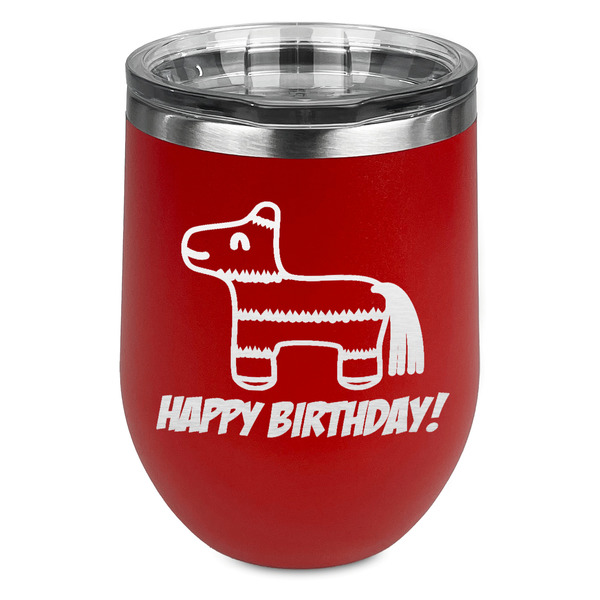 Custom Pinata Birthday Stemless Stainless Steel Wine Tumbler - Red - Single Sided (Personalized)