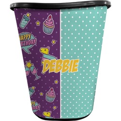 Pinata Birthday Waste Basket - Single Sided (Black) (Personalized)