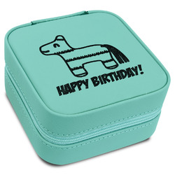 Pinata Birthday Travel Jewelry Box - Teal Leather (Personalized)