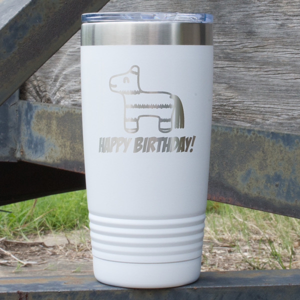 Custom Pinata Birthday 20 oz Stainless Steel Tumbler - White - Double Sided (Personalized)
