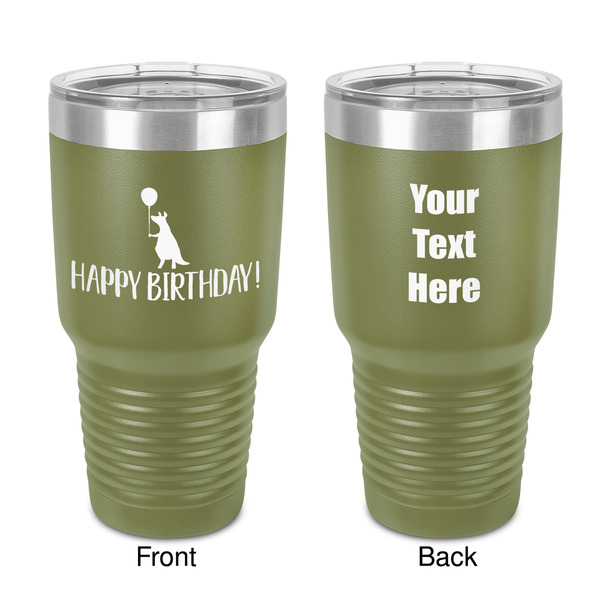 Custom Animal Friend Birthday 30 oz Stainless Steel Tumbler - Olive - Double-Sided (Personalized)