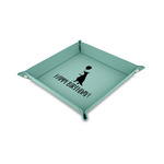 Animal Friend Birthday Faux Leather Dice Tray - 6" x 6" - Teal (Personalized)