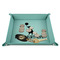 Animal Friend Birthday 9" x 9" Teal Leatherette Snap Up Tray - STYLED