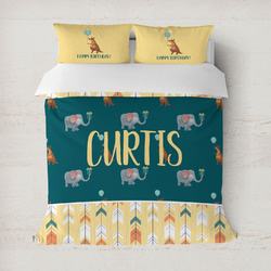 Animal Friend Birthday Duvet Cover Set - Full / Queen (Personalized)