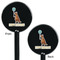 Animal Friend Birthday Black Plastic 5.5" Stir Stick - Double Sided - Round - Front & Back