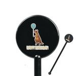 Animal Friend Birthday 5.5" Round Plastic Stir Sticks - Black - Double Sided (Personalized)