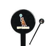 Animal Friend Birthday 7" Round Plastic Stir Sticks - Black - Single Sided (Personalized)