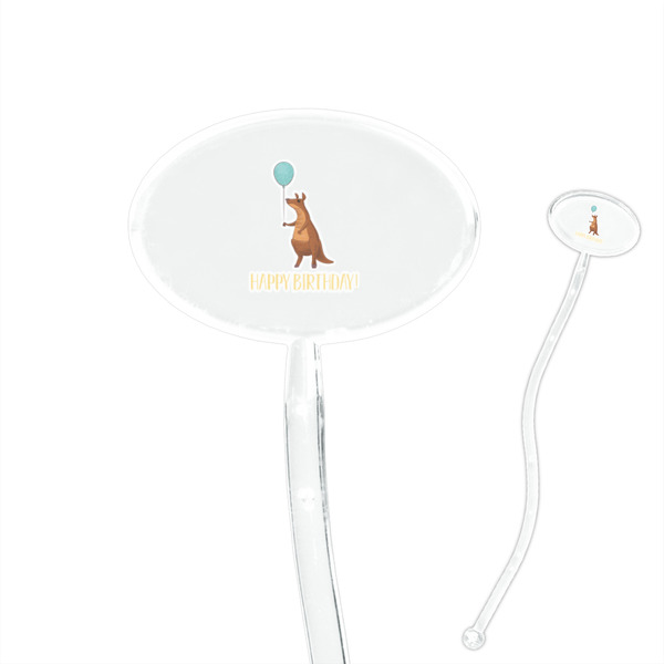 Custom Animal Friend Birthday 7" Oval Plastic Stir Sticks - Clear (Personalized)