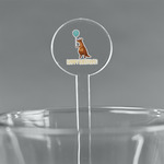 Animal Friend Birthday 7" Round Plastic Stir Sticks - Clear (Personalized)