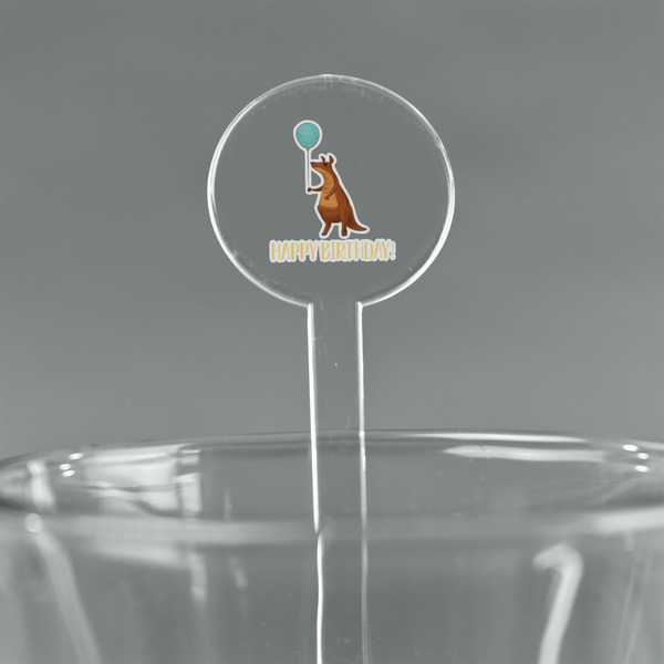 Custom Animal Friend Birthday 7" Round Plastic Stir Sticks - Clear (Personalized)