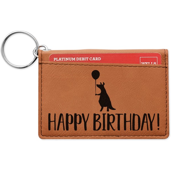 Custom Animal Friend Birthday Leatherette Keychain ID Holder - Single Sided (Personalized)