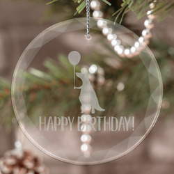 Animal Friend Birthday Engraved Glass Ornament (Personalized)