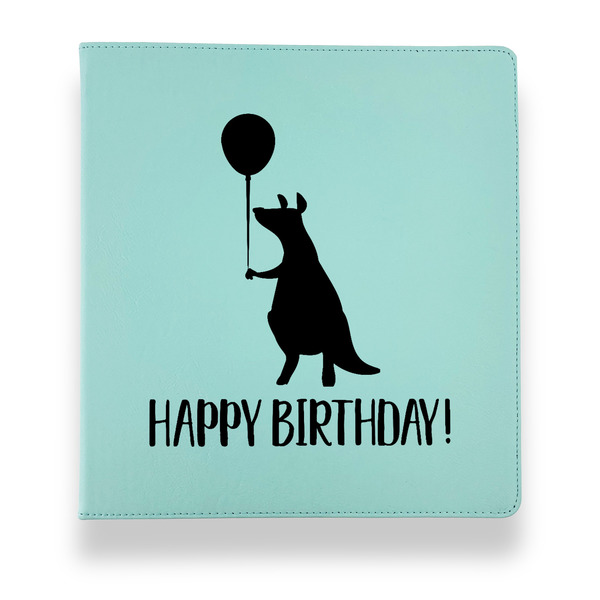 Custom Animal Friend Birthday Leather Binder - 1" - Teal (Personalized)