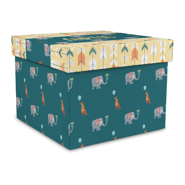 Custom Animal Friend Birthday Gift Box with Lid - Canvas Wrapped - Large (Personalized)