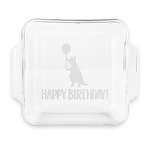 Animal Friend Birthday Glass Cake Dish with Truefit Lid - 8in x 8in (Personalized)