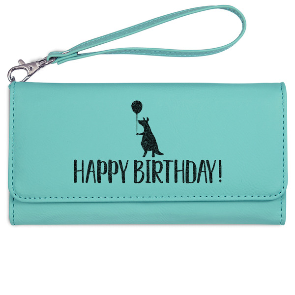 Custom Animal Friend Birthday Ladies Leatherette Wallet - Laser Engraved- Teal (Personalized)