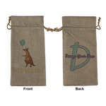 Animal Friend Birthday Large Burlap Gift Bag - Front & Back (Personalized)