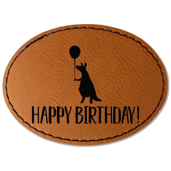 Custom Animal Friend Birthday Faux Leather Iron On Patch - Oval (Personalized)