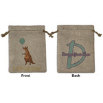 Animal Friend Birthday Medium Burlap Gift Bag - Front & Back (Personalized)