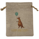 Animal Friend Birthday Medium Burlap Gift Bag - Front (Personalized)